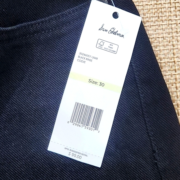 Sam Edelman Codie High Rise Wide Leg Ankle Jeans Size‎ 30 Black Denim Button NWT - Picture 8 of 11